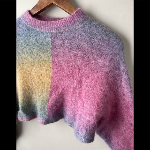 Aritzia Wilfred Free multicoloured alpaca/wool extremely cropped sweater - Picture 3 of 11